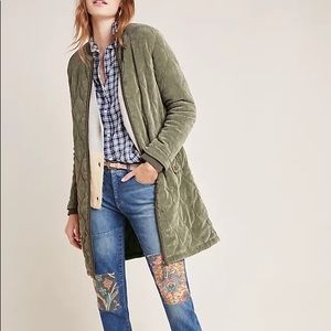 Anthropologie Quilted Corduroy Jacket Green